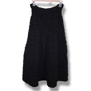 One Size Black Crochet Skirt Knit Aline Stretch Goth Cottage